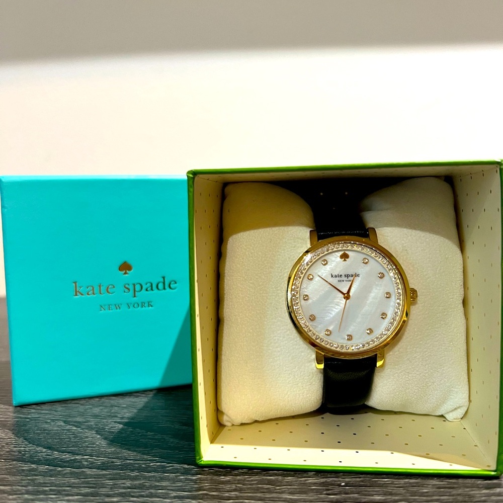 Kate Spade Gold and Black Watch with Crystal Accents